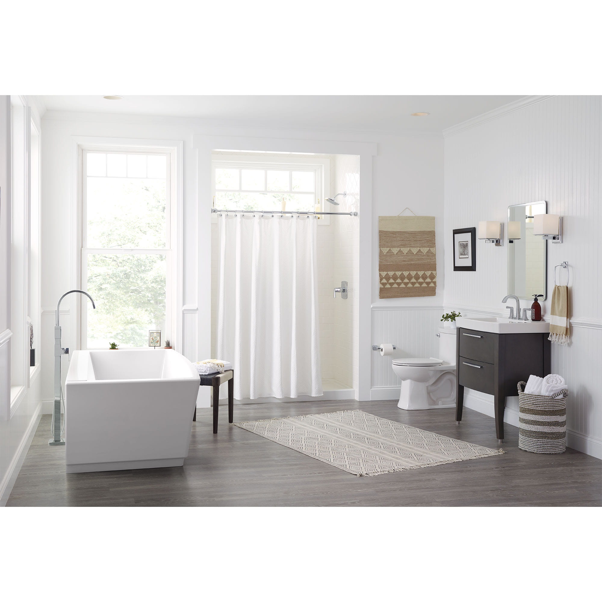 Sedona Loft 63 x 30 Inch Rectangle Freestanding Bathtub Center Drain With Integrated Overflow WHITE